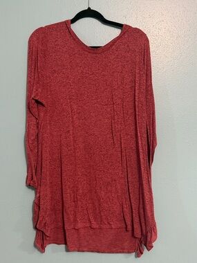 Women's Long Sleeve Dark Pink Tunic Top